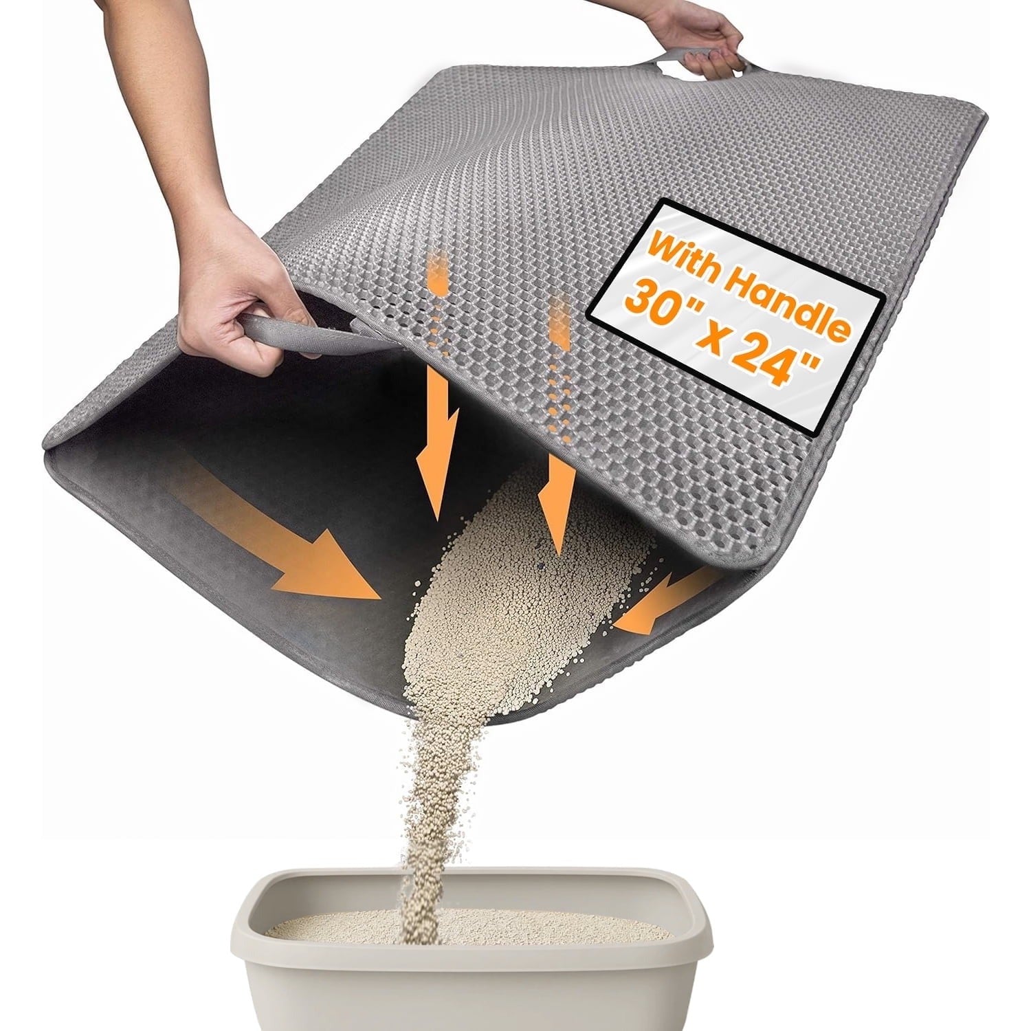 Waterproof Honeycomb Cat Litter Mat | Large 30"x24" Dual-Layer Litter Catcher with Anti-Slip Backing | Easy Clean Pet Floor Protector for Indoor Cats