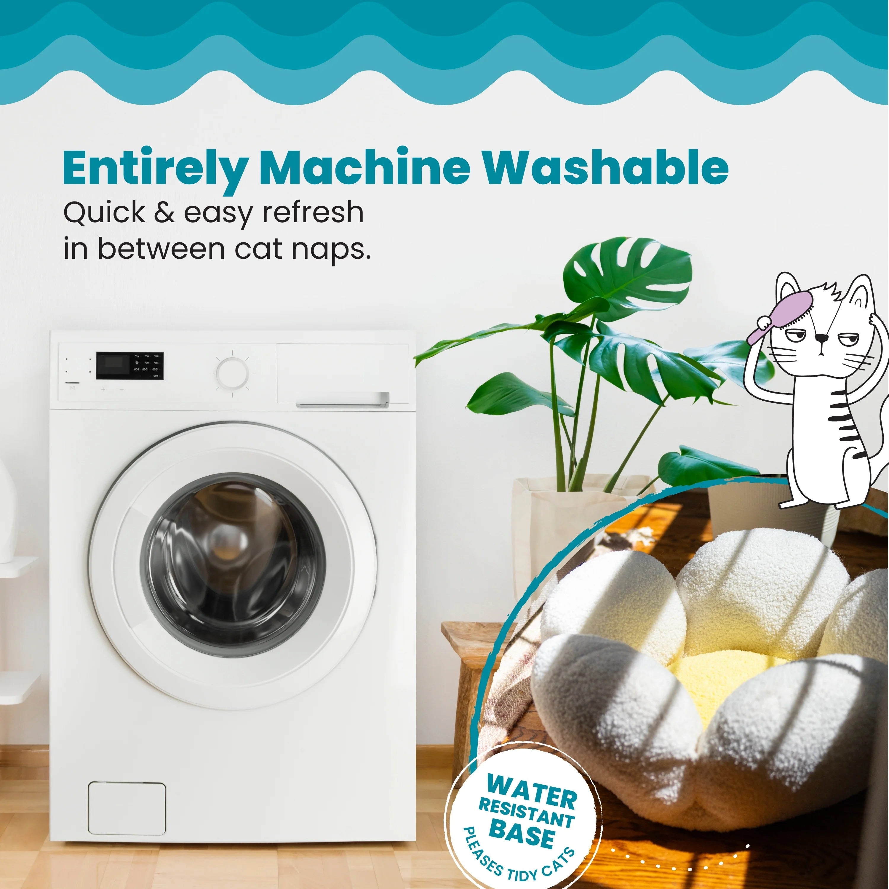 Flower-Shaped Plush Cat Bed with Raised Sides | Soft Cozy Indoor Nest for Cats and Kittens up to 20 lbs | Machine Washable Luxury Pet Cushion