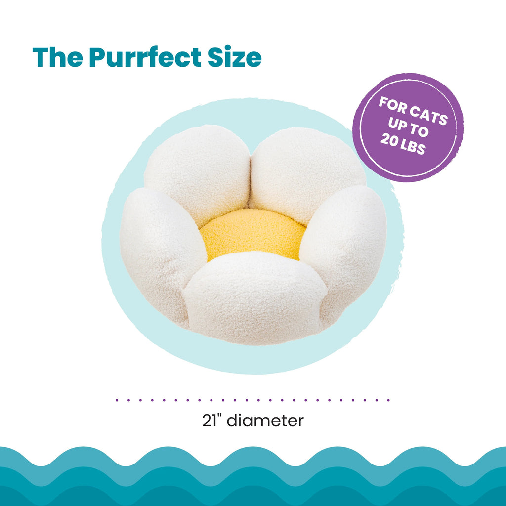 Flower-Shaped Plush Cat Bed with Raised Sides | Soft Cozy Indoor Nest for Cats and Kittens up to 20 lbs | Machine Washable Luxury Pet Cushion