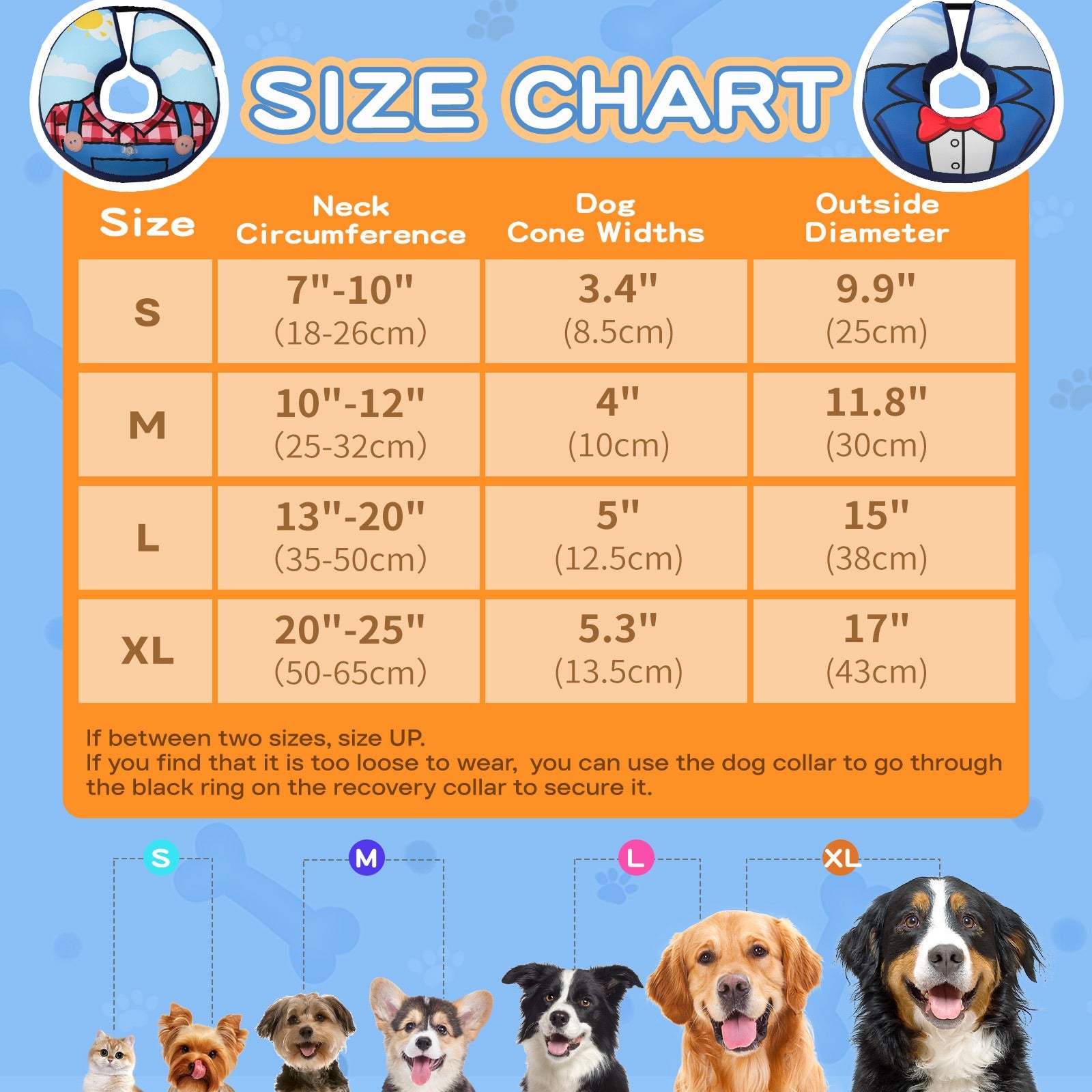 Inflatable Dog Recovery Collar, Comfortable Soft Pet Cone for Post-Surgery Healing, Vision-Friendly E-Collar Alternative