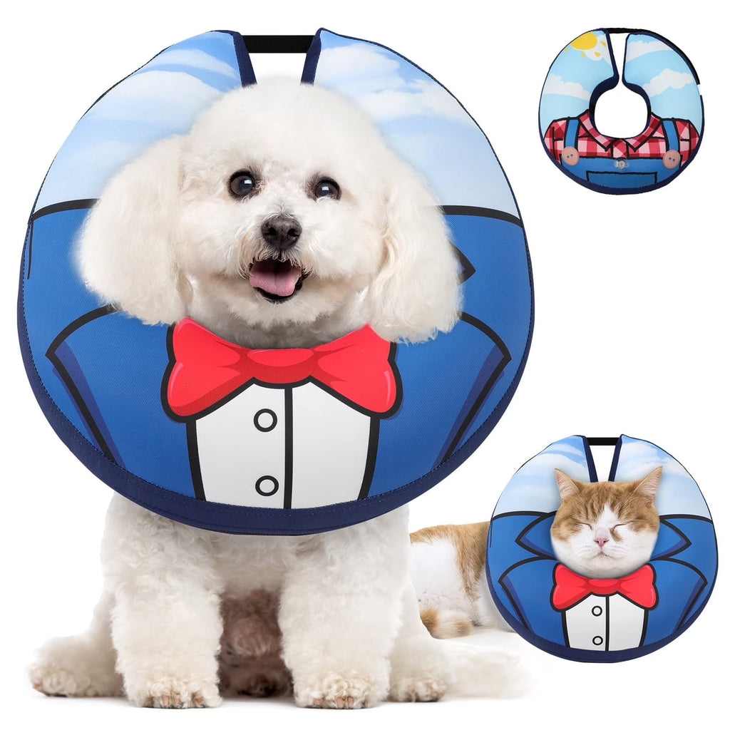 Inflatable Dog Recovery Collar, Comfortable Soft Pet Cone for Post-Surgery Healing, Vision-Friendly E-Collar Alternative