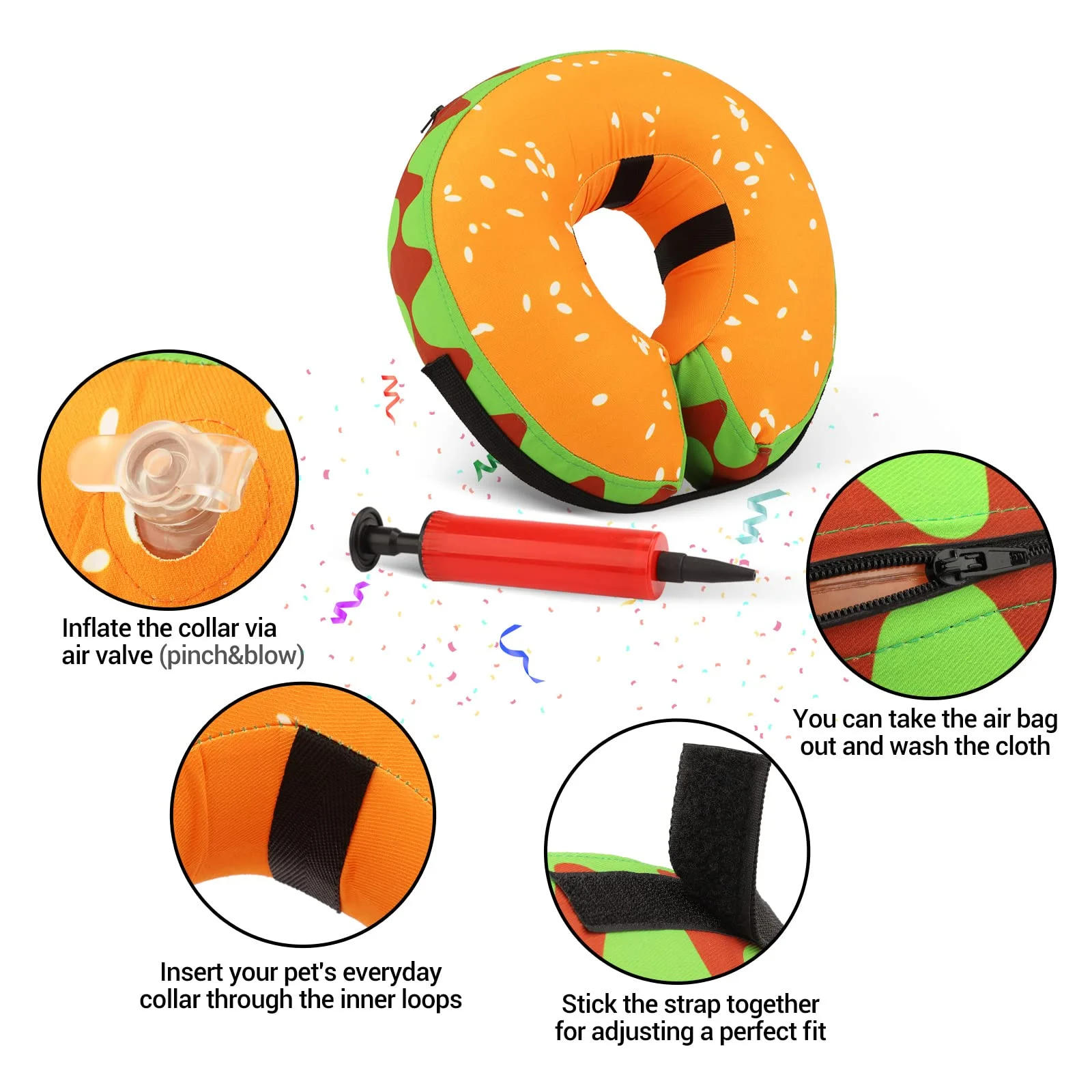 Inflatable Dog Recovery Collar, Soft Post-Surgery Protective Cone for Dogs, Anti-Bite Lick Wound Comfortable E-Collar for Medium and Large Pets