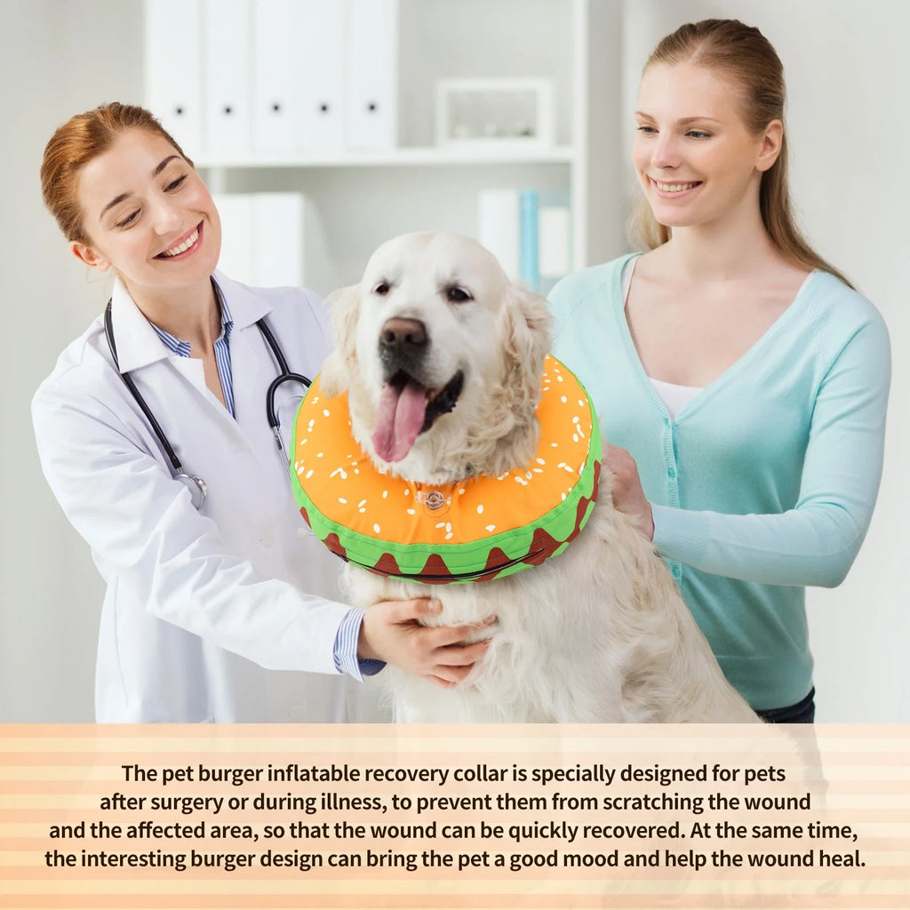 Inflatable Dog Recovery Collar, Soft Post-Surgery Protective Cone for Dogs, Anti-Bite Lick Wound Comfortable E-Collar for Medium and Large Pets