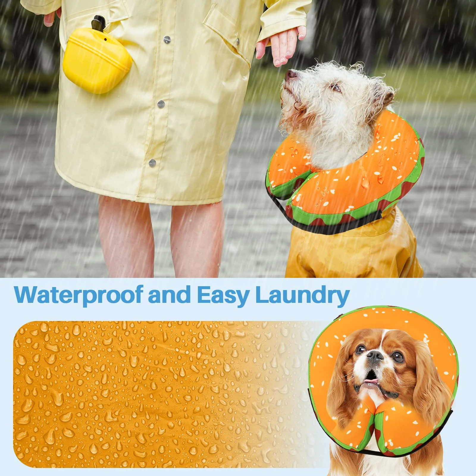 Inflatable Dog Recovery Collar, Soft Post-Surgery Protective Cone for Dogs, Anti-Bite Lick Wound Comfortable E-Collar for Medium and Large Pets