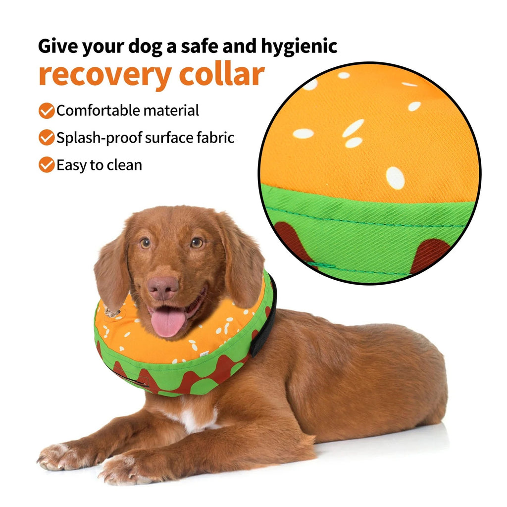 Inflatable Dog Recovery Collar, Soft Post-Surgery Protective Cone for Dogs, Anti-Bite Lick Wound Comfortable E-Collar for Medium and Large Pets