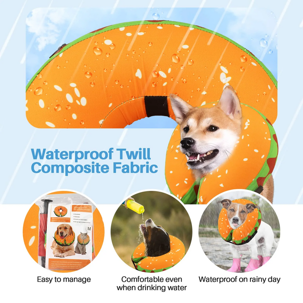 Inflatable Dog Recovery Collar, Soft Post-Surgery Protective Cone for Dogs, Anti-Bite Lick Wound Comfortable E-Collar for Medium and Large Pets