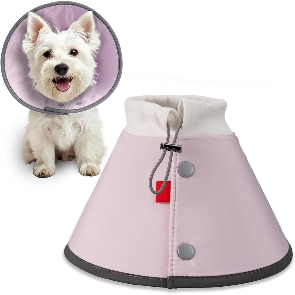 Soft Inflatable Dog & Cat Recovery Collar, Adjustable Post-Surgery E-Collar for Small Pets, Prevents Licking and Biting, Comfortable Healing Cone in Pink