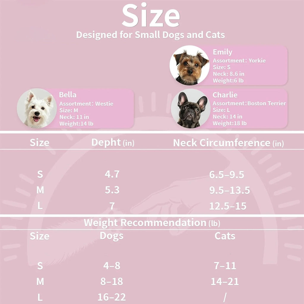 Soft Inflatable Dog & Cat Recovery Collar, Adjustable Post-Surgery E-Collar for Small Pets, Prevents Licking and Biting, Comfortable Healing Cone in Pink