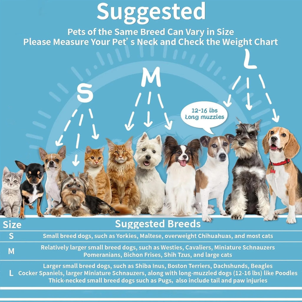 Adjustable Soft Dog & Cat Recovery Collar, Post-Surgery E-Collar for Small Pets, Anti-Lick Biting Healing Cone in Blue, Comfortable Pet Protective Collar