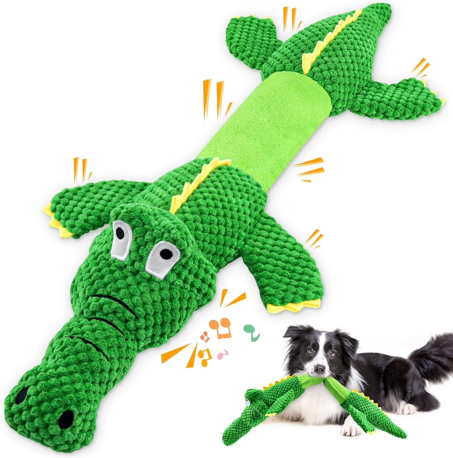 Durable Interactive Dog Chew Toy for Aggressive Chewers, Squeaky Tug of War Plush Toy for Small, Medium, and Large Dogs, Tough Pet Chew Toy for Dental Health