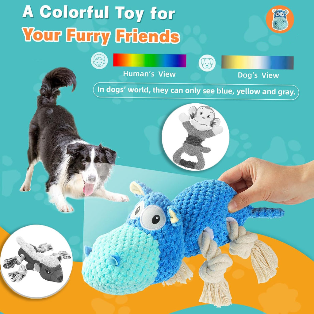 Interactive Squeaky Dog Chew Toy for Aggressive Chewers, Tough Plush Dog Toy for Large Dogs, Engaging Tug-of-War & Mental Stimulation Toy