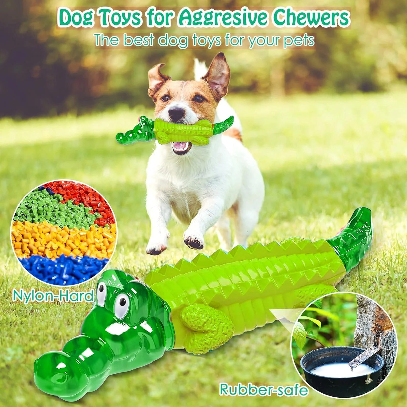 Heavy Duty Dog Chew Toy for Aggressive Chewers, Indestructible Alligator-Shaped Dog Toy for Large and Medium Dogs, Durable Interactive Chew Toy for Teeth Cleaning and Mental Stimulation