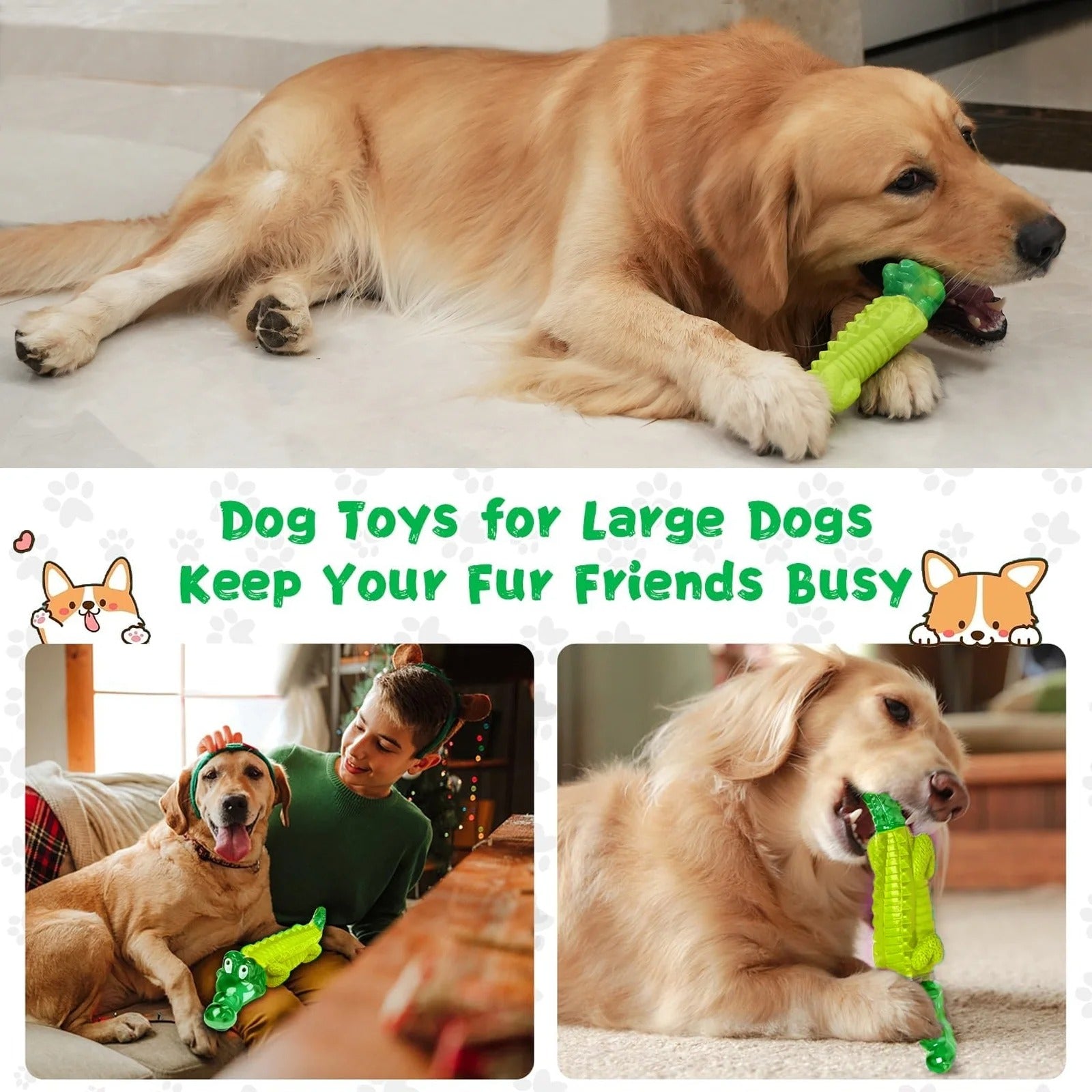 Heavy Duty Dog Chew Toy for Aggressive Chewers, Indestructible Alligator-Shaped Dog Toy for Large and Medium Dogs, Durable Interactive Chew Toy for Teeth Cleaning and Mental Stimulation