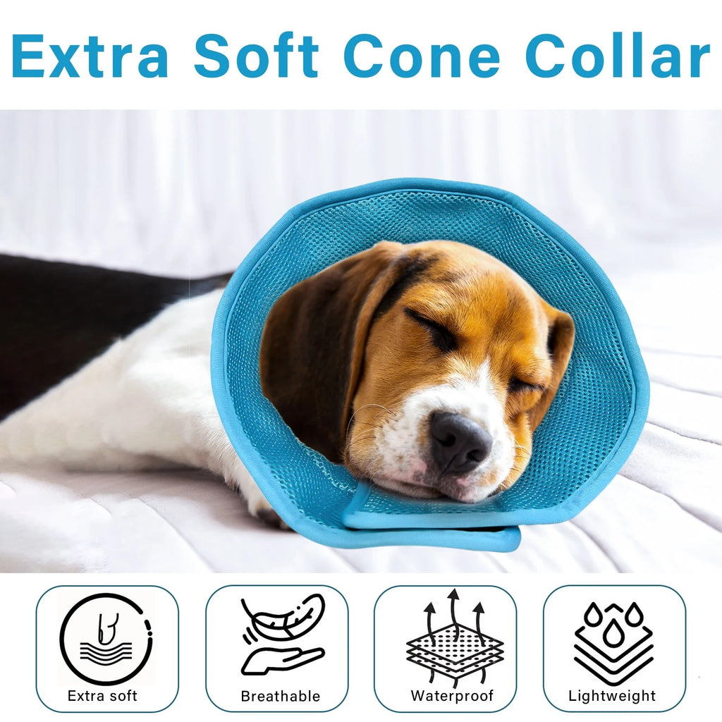 Soft Dog Recovery Cone for Large Dogs and Cats, Adjustable Pet Surgery Cone Collar, Comfortable E-Collar Prevents Licking, Scratching and Biting Wounds Post-Operation