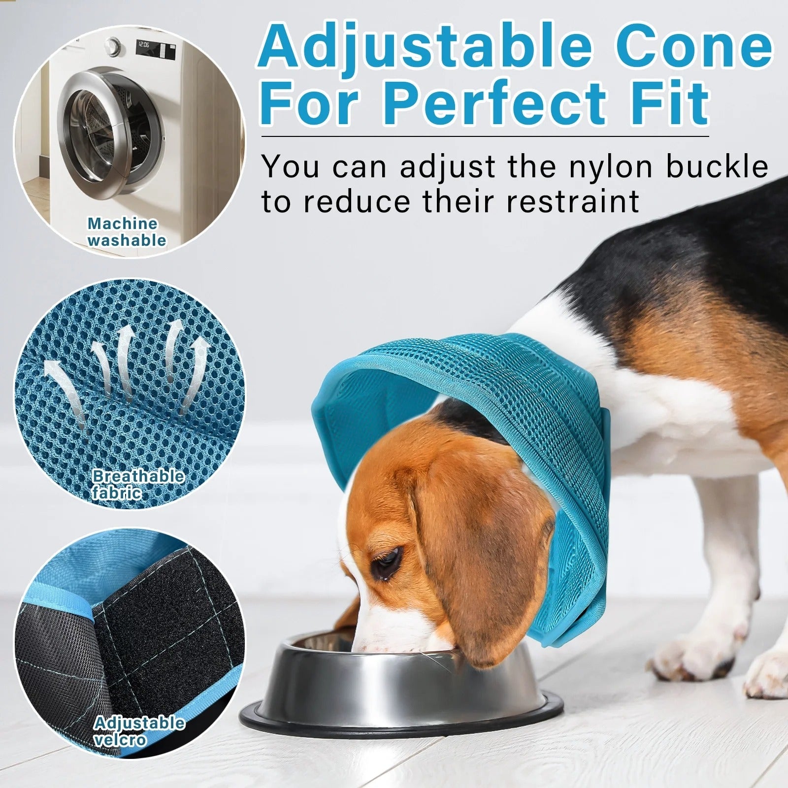 Soft Dog Recovery Cone for Large Dogs and Cats, Adjustable Pet Surgery Cone Collar, Comfortable E-Collar Prevents Licking, Scratching and Biting Wounds Post-Operation
