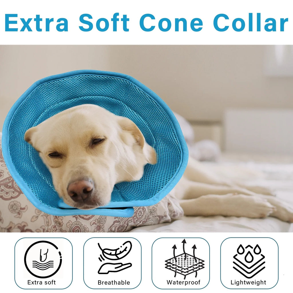 Soft Dog Recovery Cone for Large Dogs and Cats, Adjustable Pet Surgery Cone Collar, Comfortable E-Collar Prevents Licking, Scratching and Biting Wounds Post-Operation