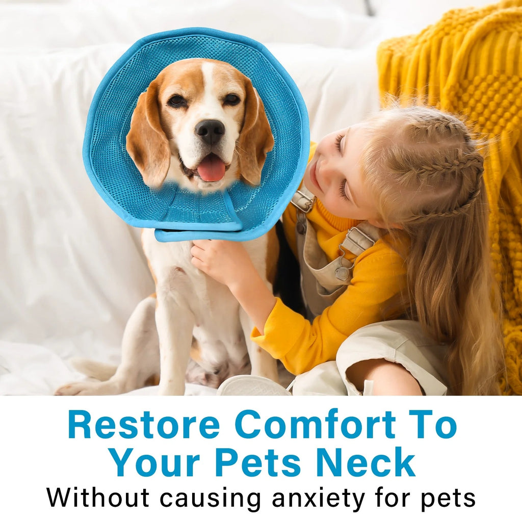 Soft Dog Recovery Cone for Large Dogs and Cats, Adjustable Pet Surgery Cone Collar, Comfortable E-Collar Prevents Licking, Scratching and Biting Wounds Post-Operation